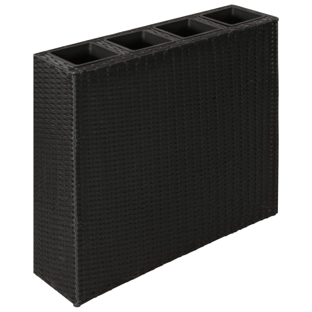 Garden Planter with 4 Pots 2 pcs Poly Rattan Black