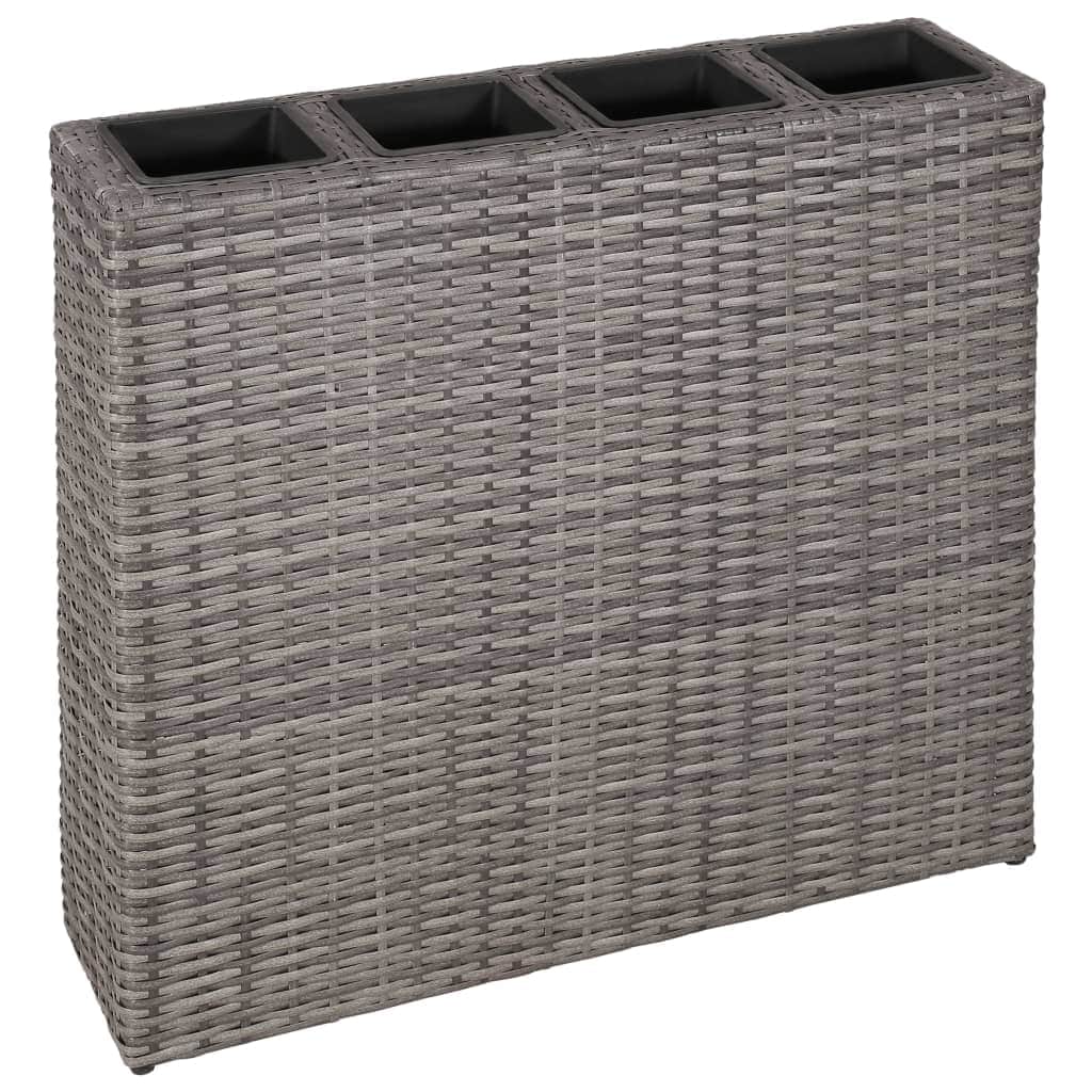 Garden Planter with 4 Pots 2 pcs Poly Rattan Grey