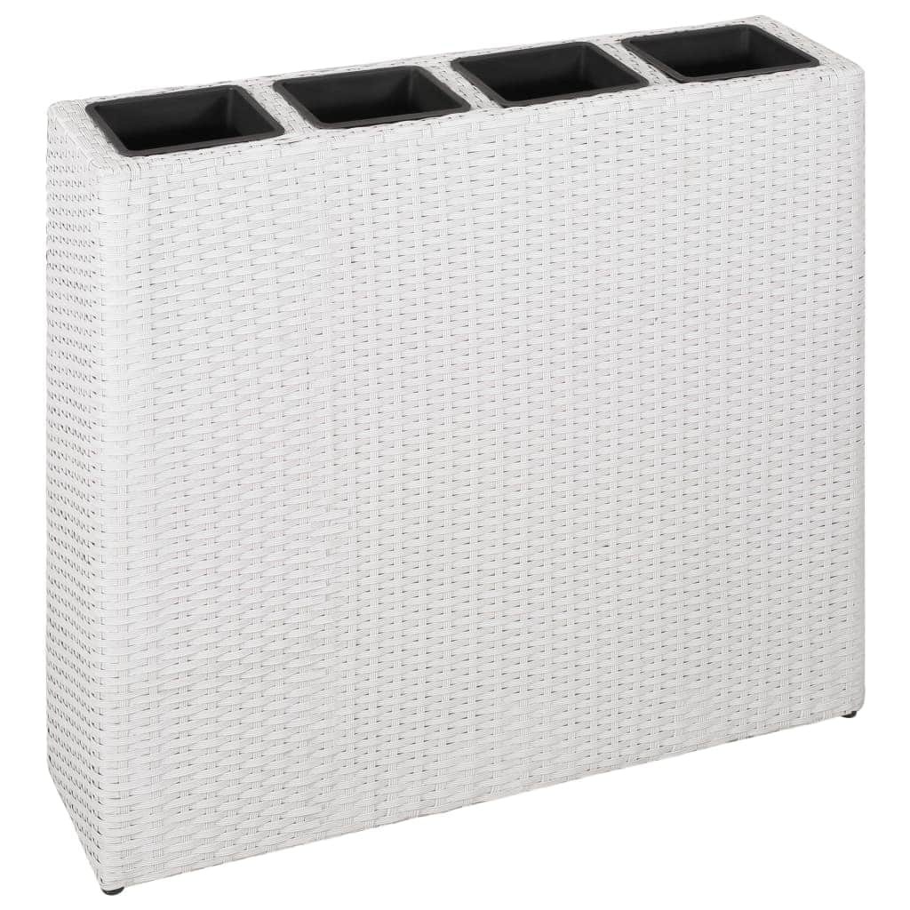 Garden Planter with 4 Pots 2 pcs Poly Rattan White