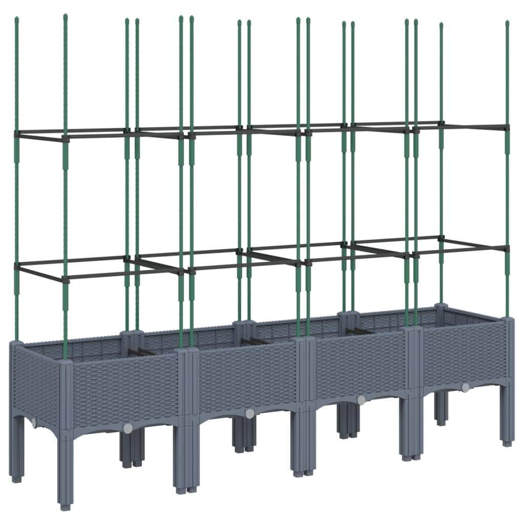 Garden Planter with Trellis Grey PP