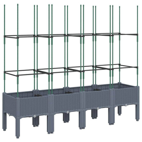 Garden Planter with Trellis Grey PP