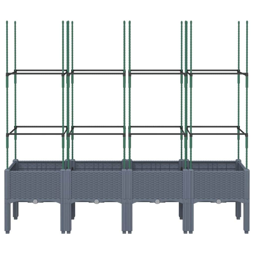 Garden Planter with Trellis Grey PP