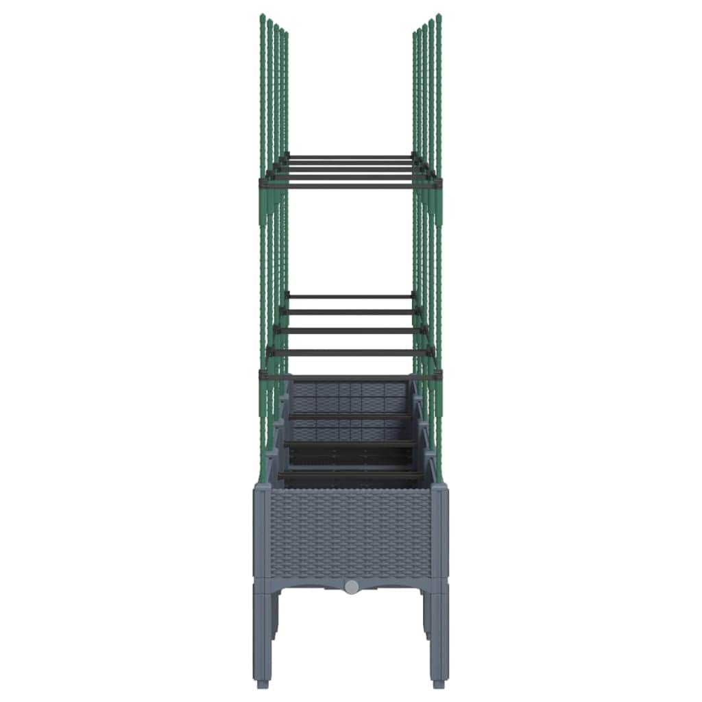 Garden Planter with Trellis Grey PP