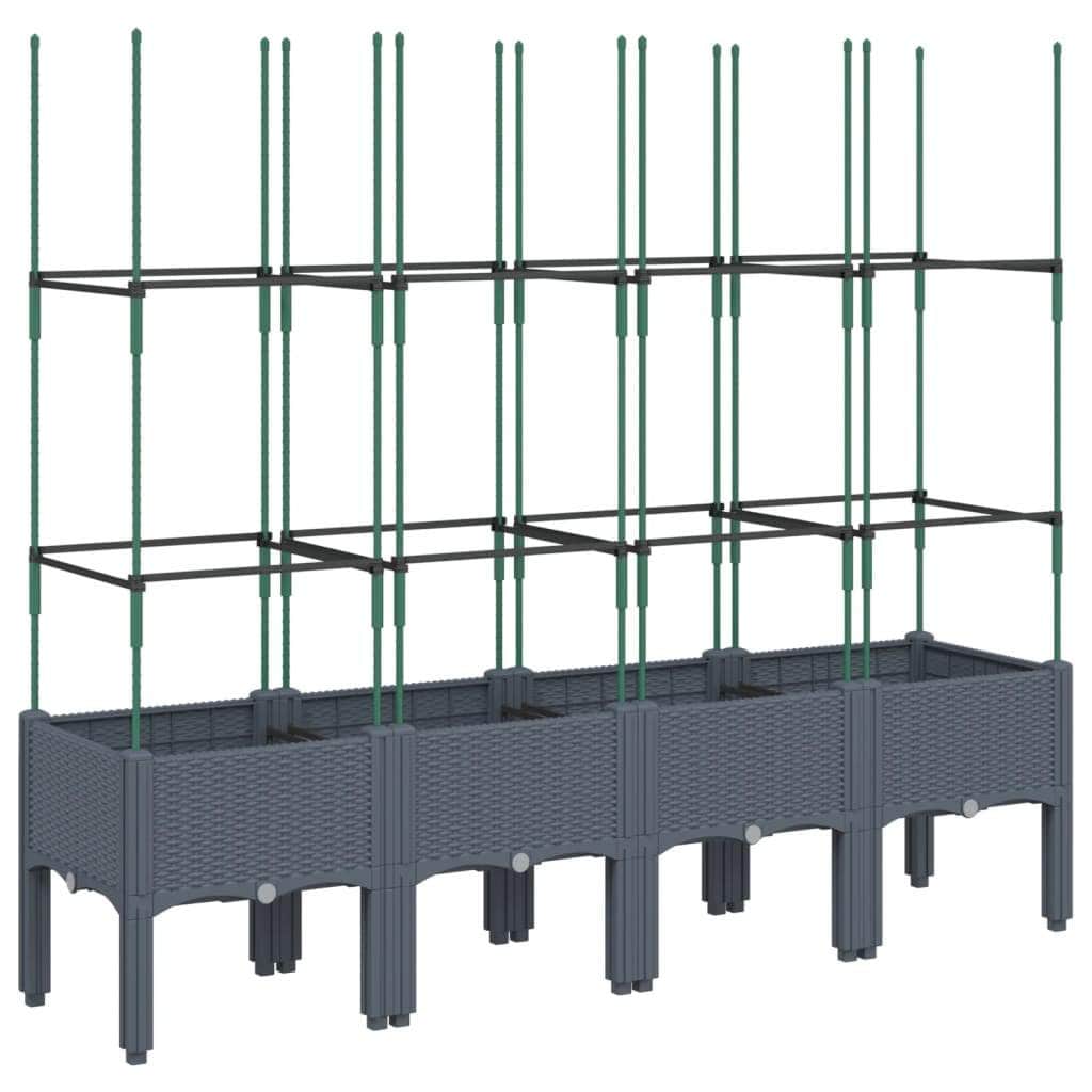 Garden Planter with Trellis Grey PP