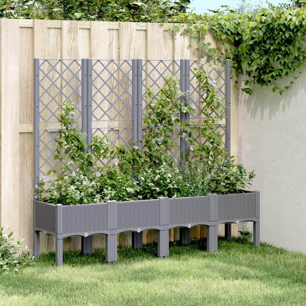 Garden Planter with Trellis Grey PP