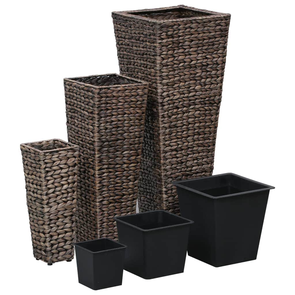 Garden Planters 3 pcs Water Hyacinth Dark Brown