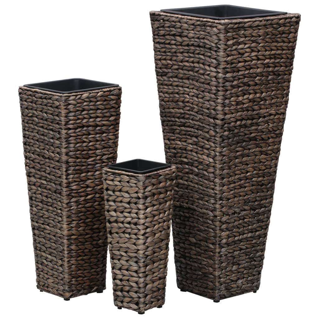 Garden Planters 3 pcs Water Hyacinth Dark Brown