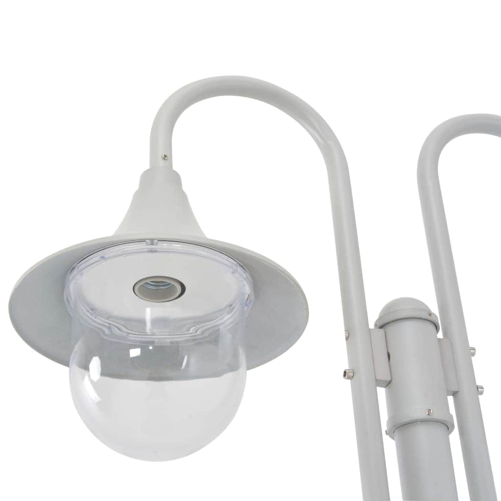 Garden Post Light E27 220 cm Aluminium 2-Lantern White