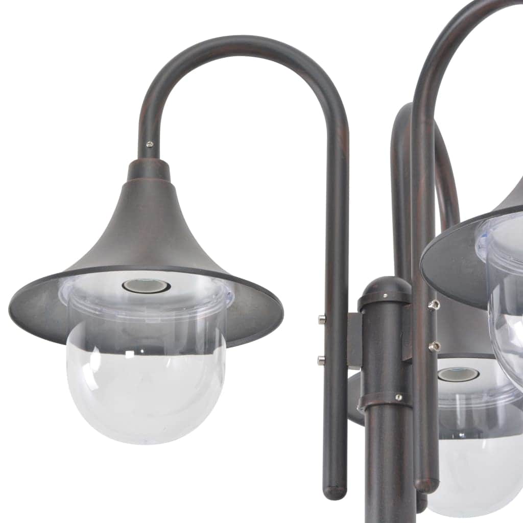 Garden Post Light E27 220 cm Aluminium 3 - Lantern Bronze - Simple deals