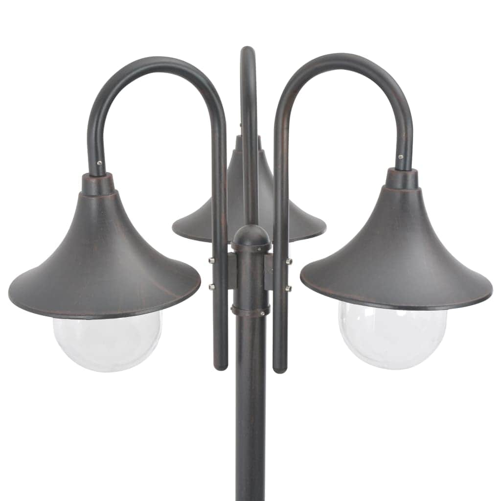 Garden Post Light E27 220 cm Aluminium 3 - Lantern Bronze - Simple deals