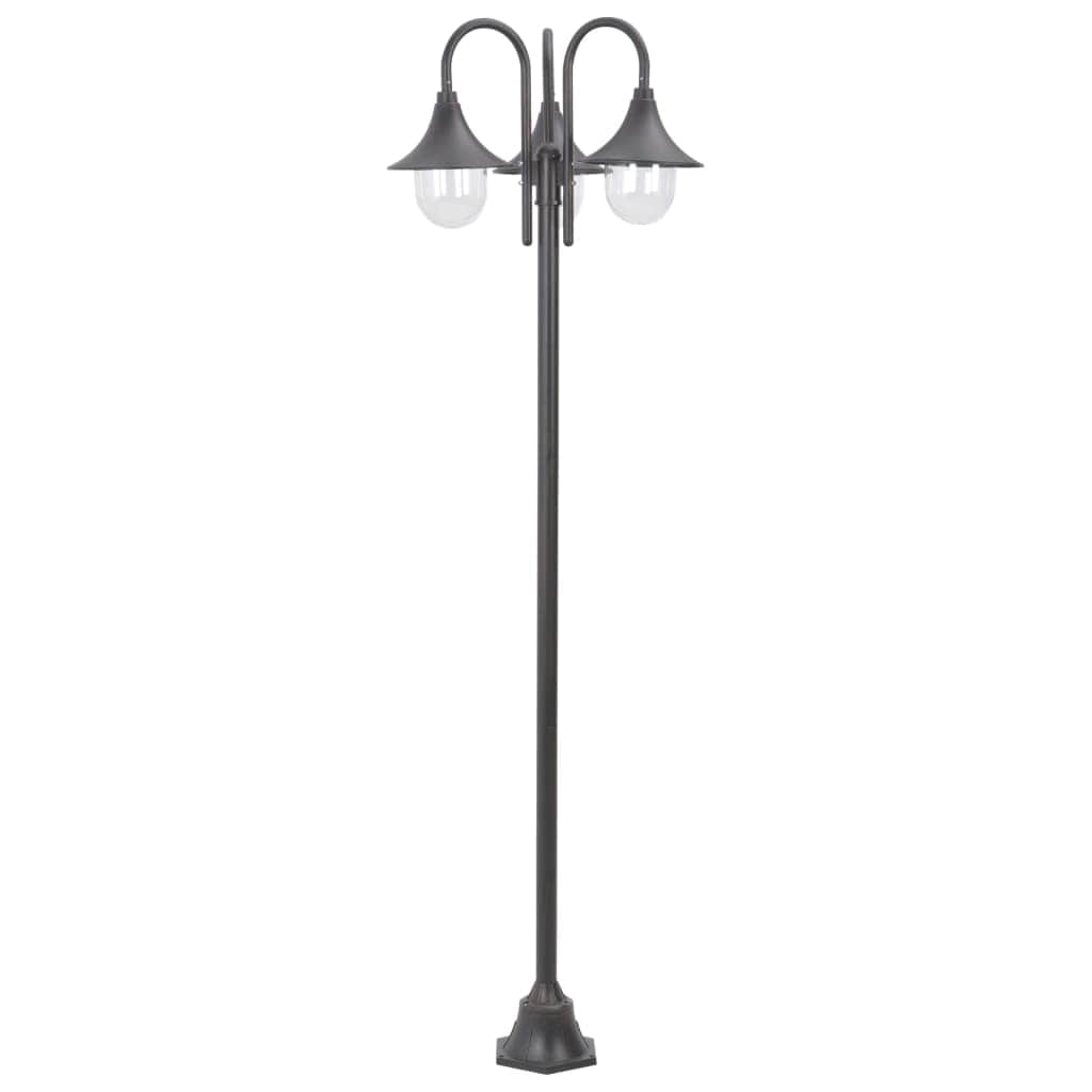 Garden Post Light E27 220 cm Aluminium 3 - Lantern Bronze - Simple deals