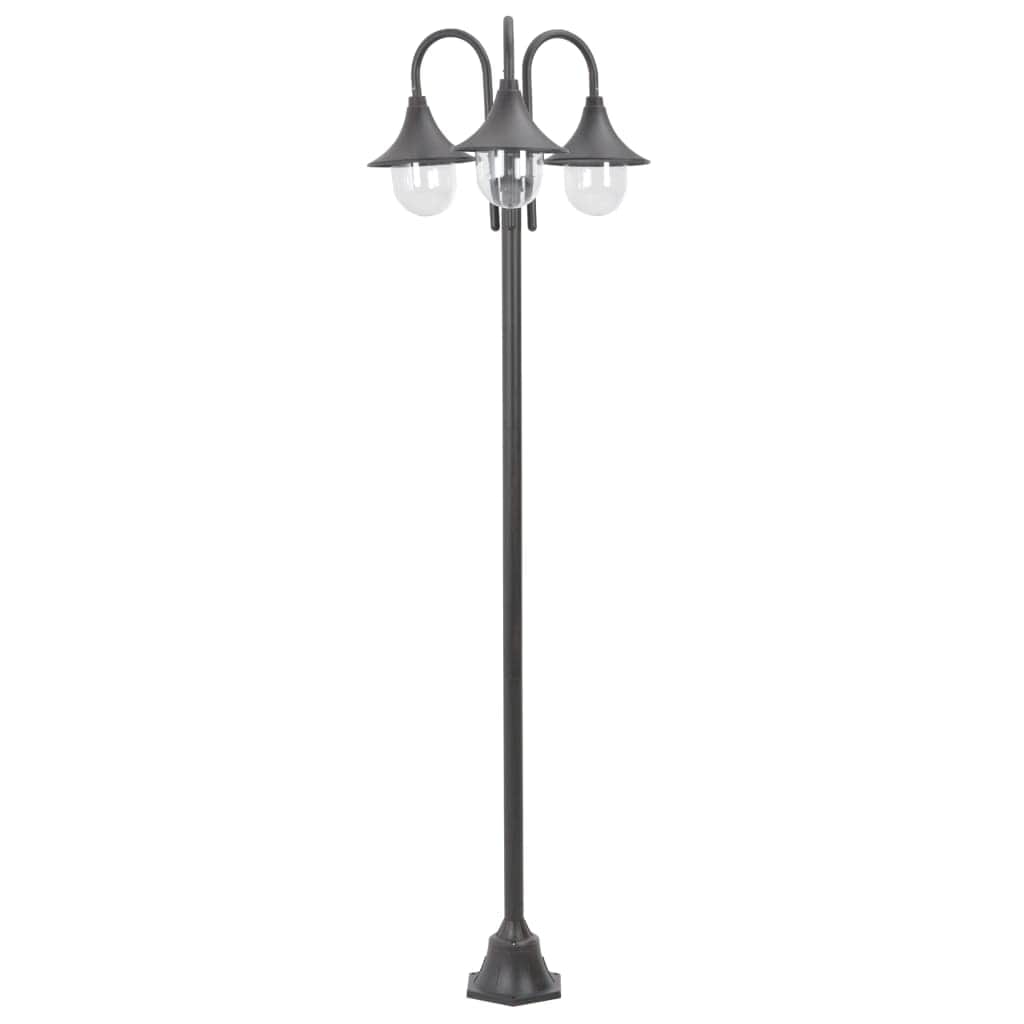 Garden Post Light E27 220 cm Aluminium 3 - Lantern Bronze - Simple deals