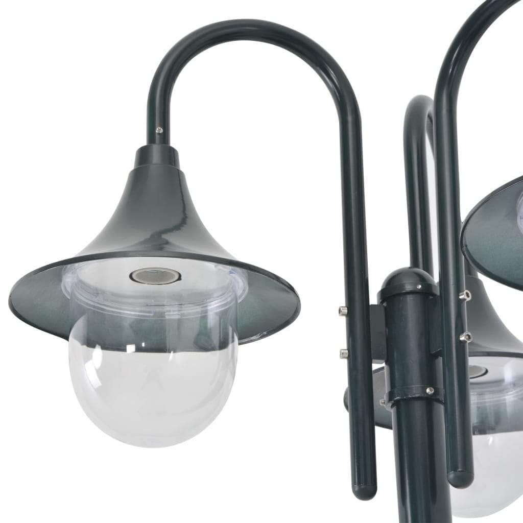 Garden Post Light E27 220 cm Aluminium 3 - Lantern Dark Green - Simple deals
