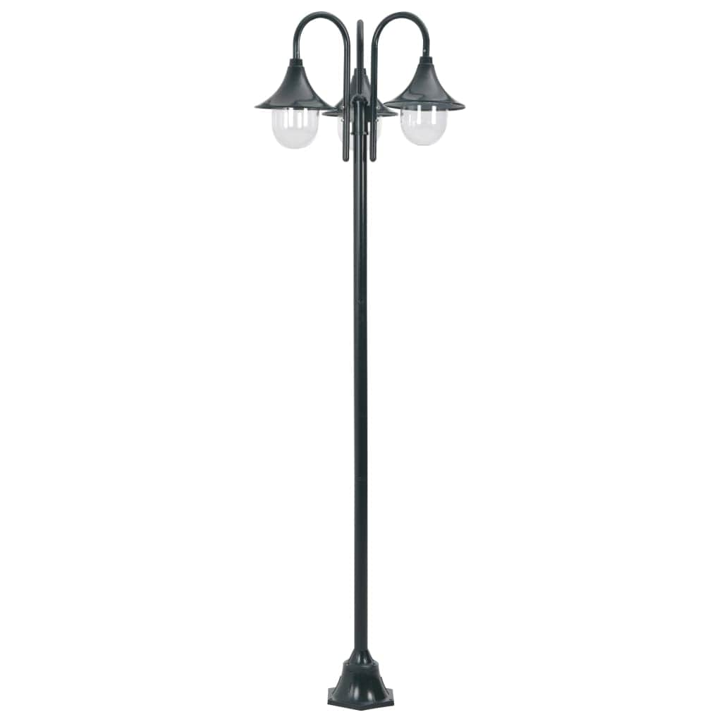 Garden Post Light E27 220 cm Aluminium 3 - Lantern Dark Green - Simple deals