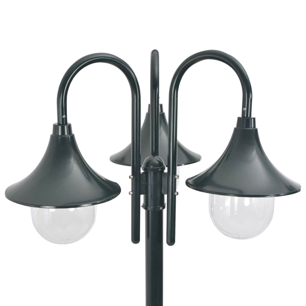 Garden Post Light E27 220 cm Aluminium 3 - Lantern Dark Green - Simple deals