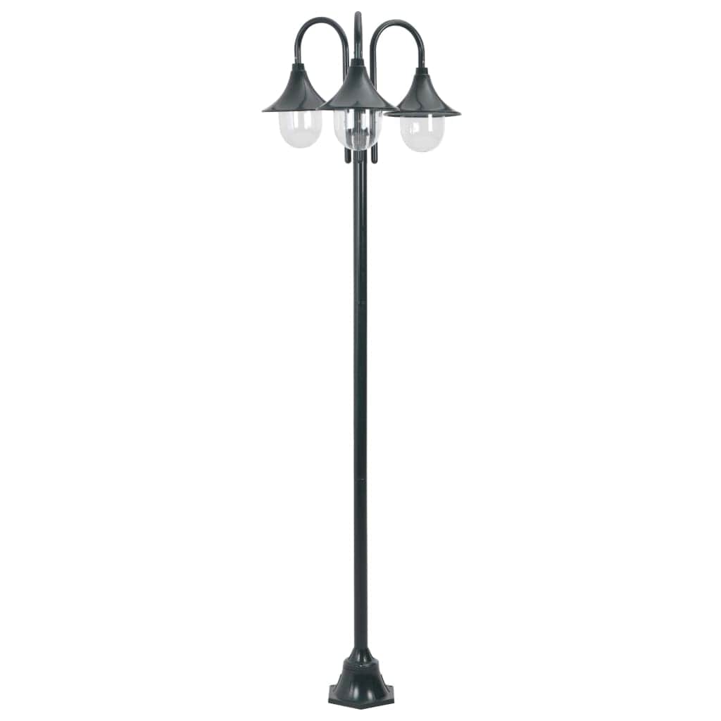 Garden Post Light E27 220 cm Aluminium 3 - Lantern Dark Green - Simple deals