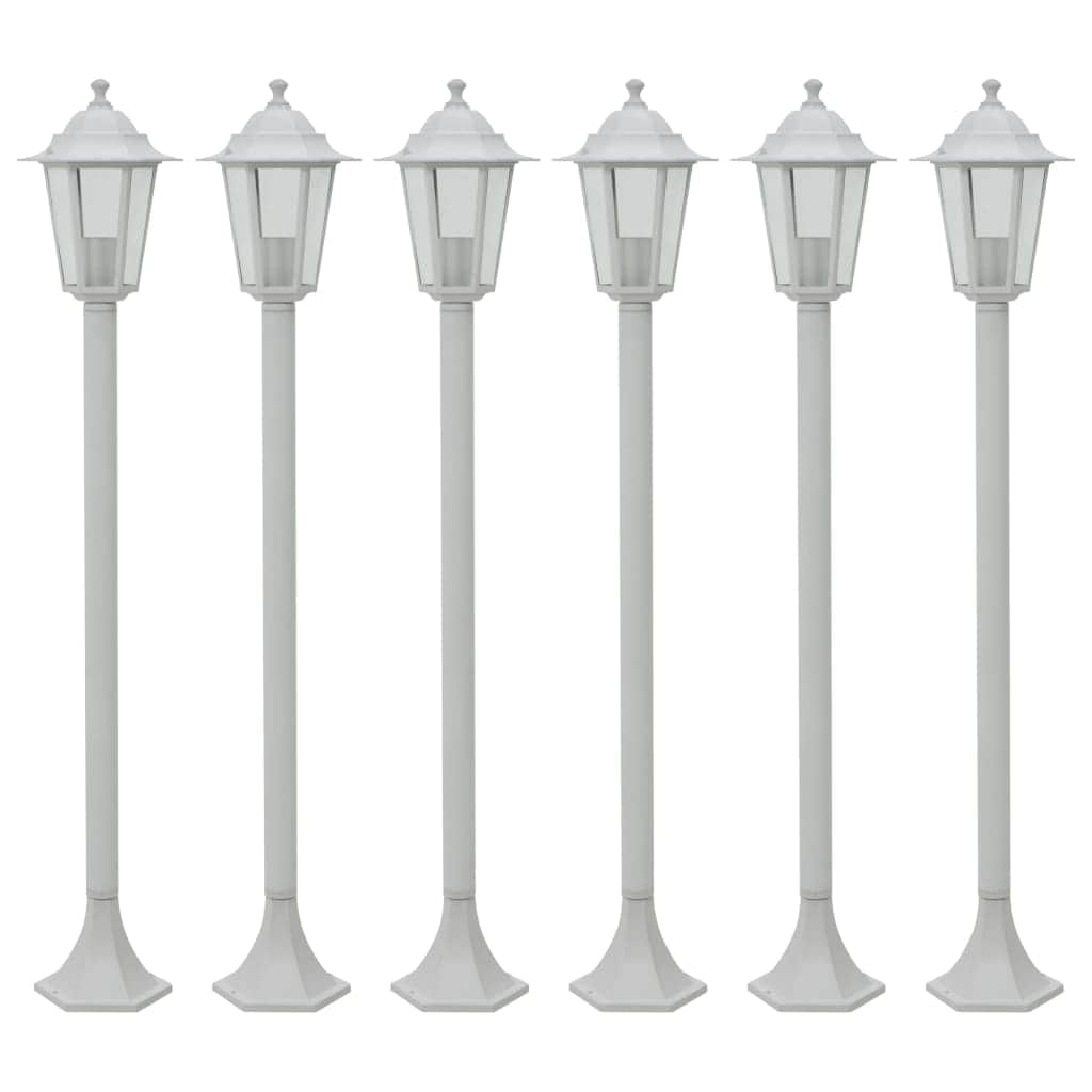 Garden Post Lights 6 pcs E27 110 cm Aluminium White