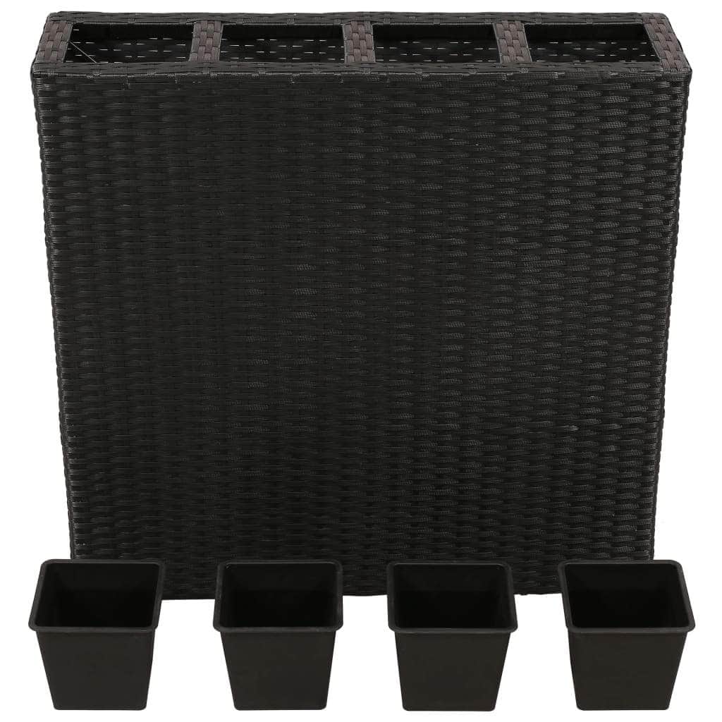 Garden Rectangle Rattan Planter Set Black