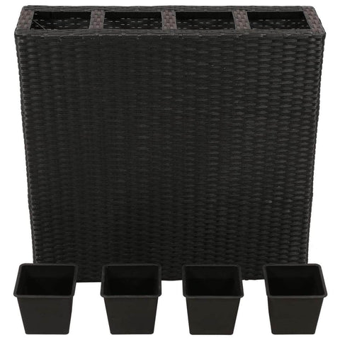 Garden Rectangle Rattan Planter Set Black