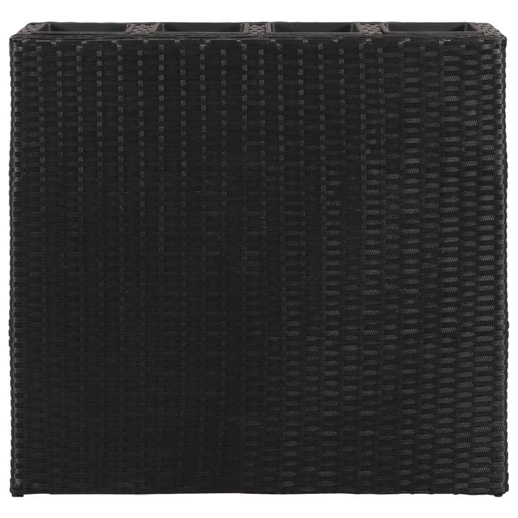 Garden Rectangle Rattan Planter Set Black