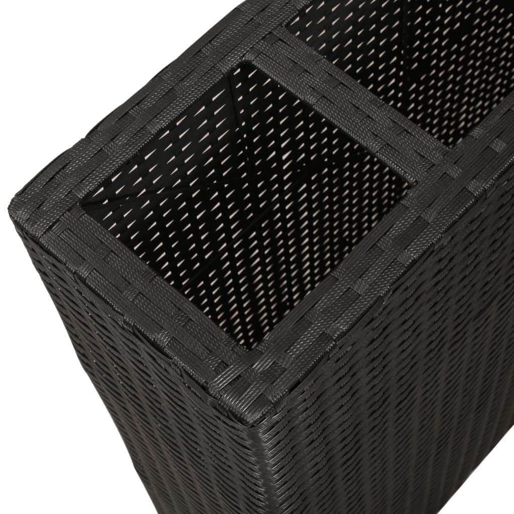 Garden Rectangle Rattan Planter Set Black