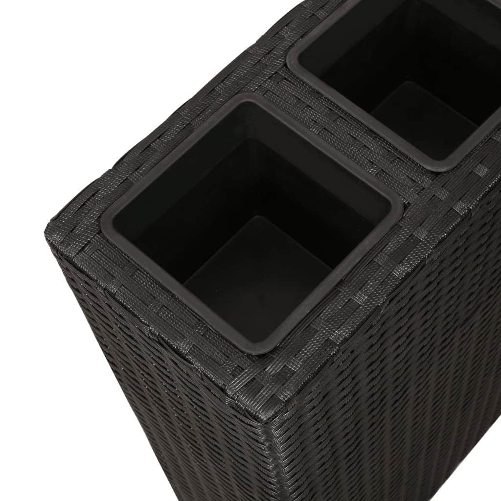Garden Rectangle Rattan Planter Set Black
