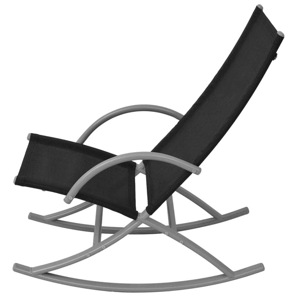 Garden Rocking Chairs 2 pcs Steel and Textilene Black - Simple deals