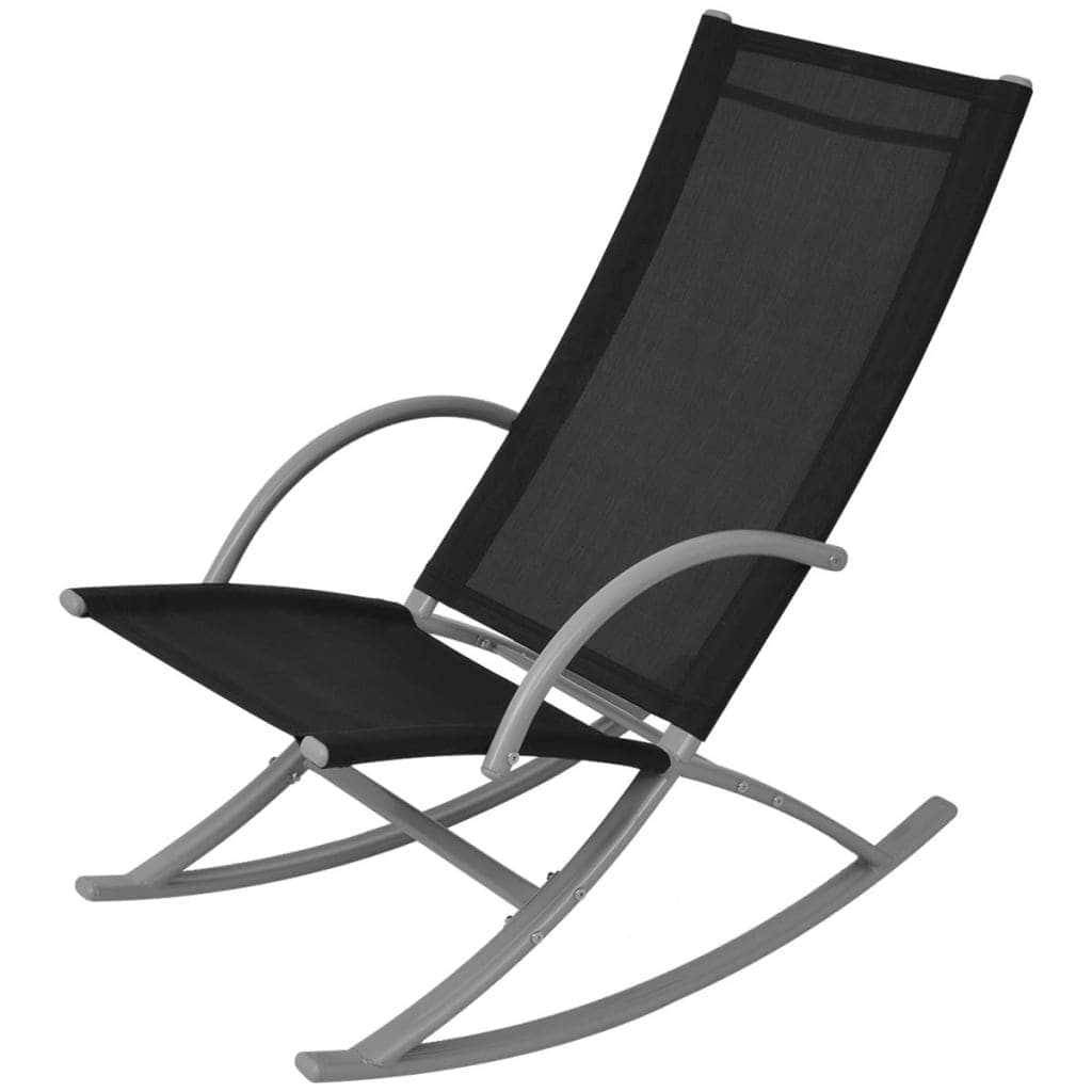Garden Rocking Chairs 2 pcs Steel and Textilene Black - Simple deals