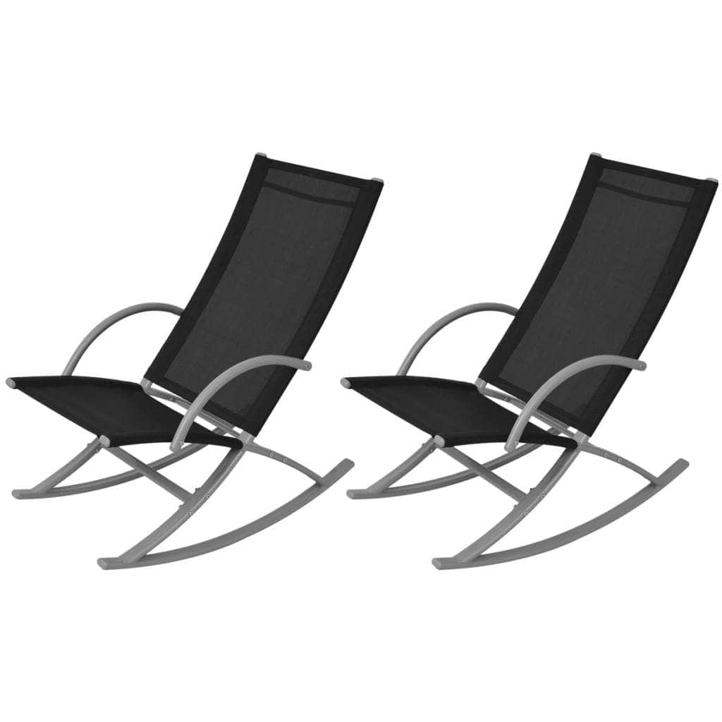 Garden Rocking Chairs 2 pcs Steel and Textilene Black - Simple deals