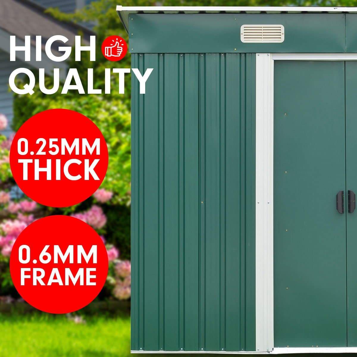 Garden Shed Flat 4ft x 6ft Outdoor Storage Shelter - Green | 48DT
