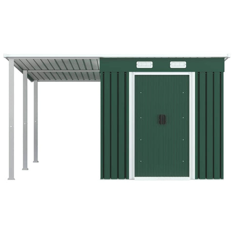 Garden Shed with Extended Roof Green Steel