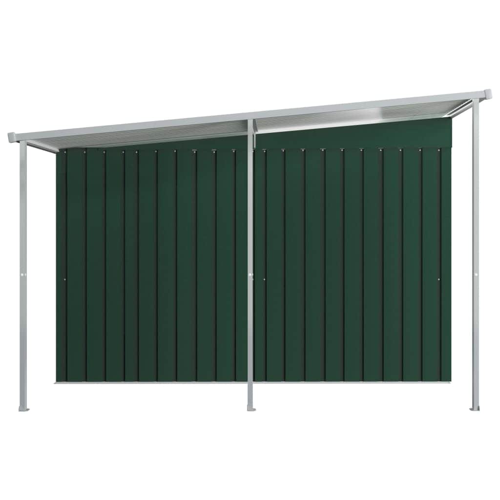 Garden Shed with Extended Roof Green Steel