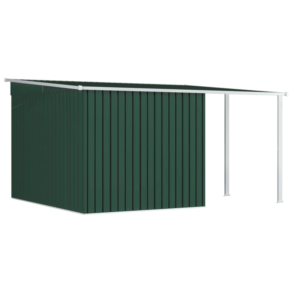 Garden Shed with Extended Roof Green Steel