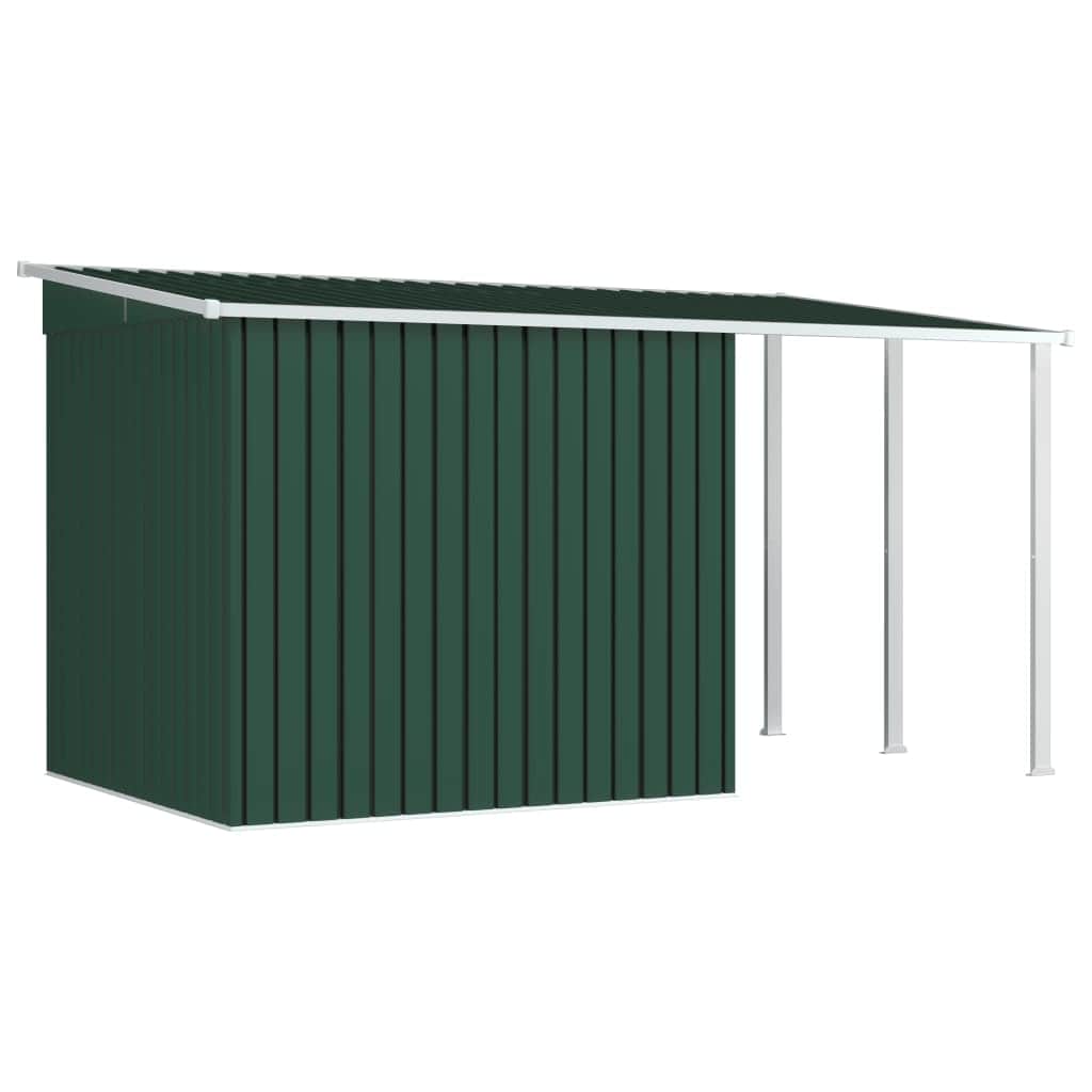 Garden Shed with Extended Roof Green (Steel)