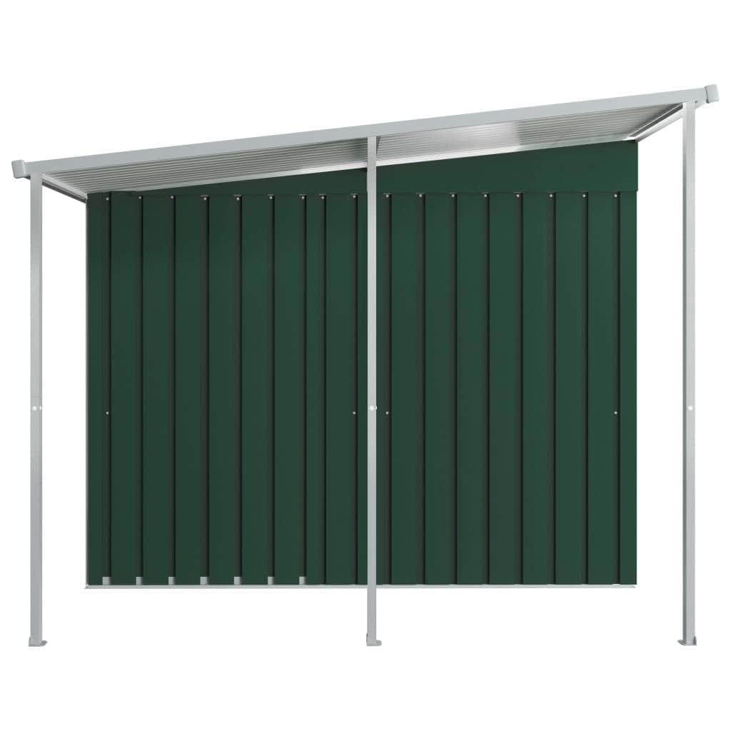 Garden Shed with Extended Roof Steel Colour Green