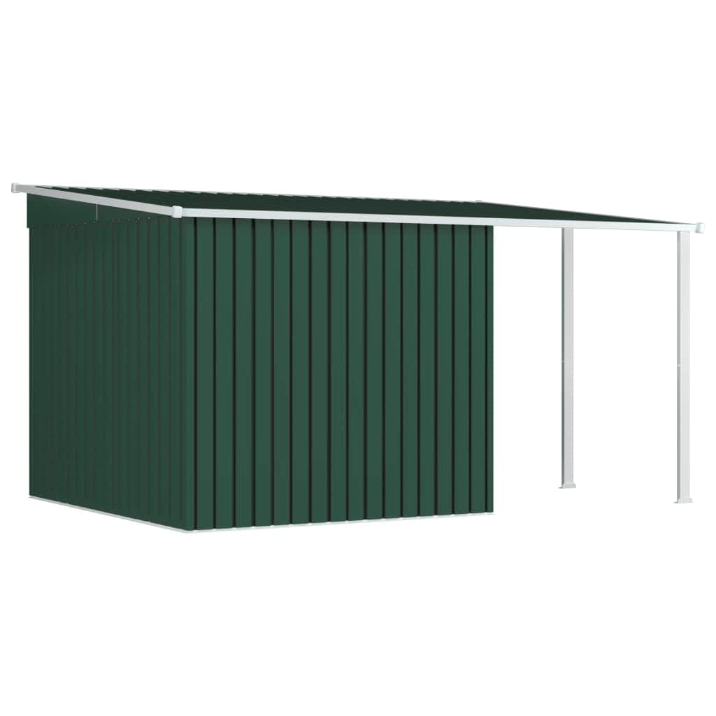 Garden Shed with Extended Roof Steel Colour Green