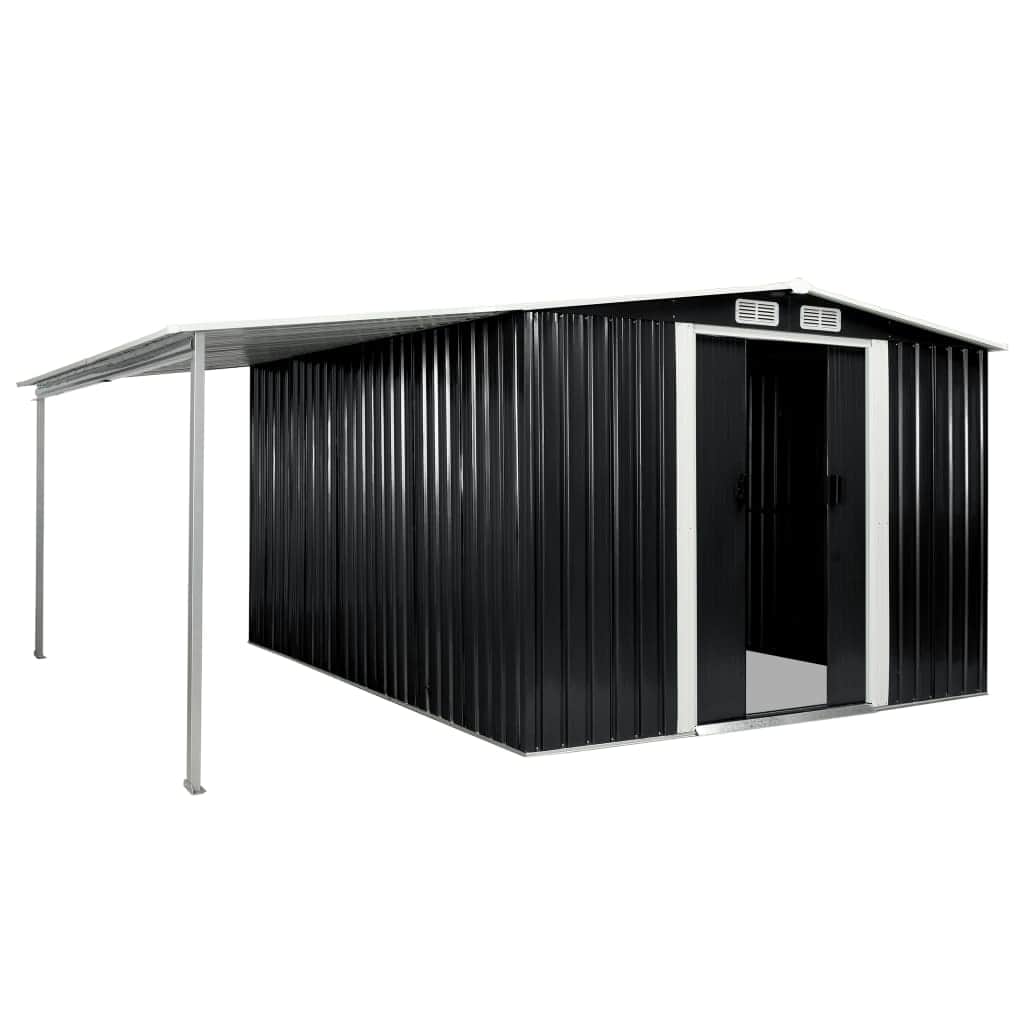 Garden Shed with Sliding Doors Steel {Anthracite}