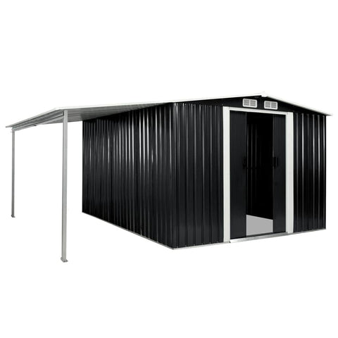 Garden Shed with Sliding Doors Steel {Anthracite}
