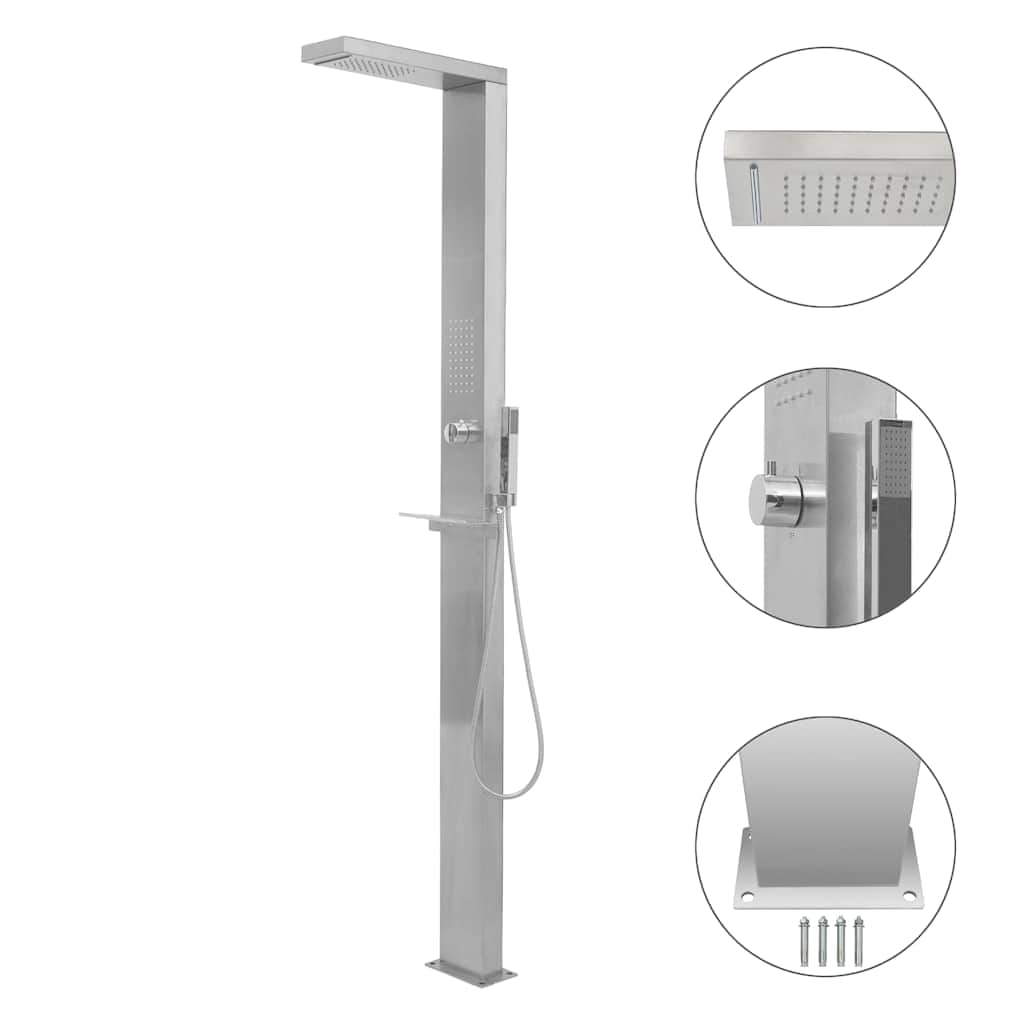 Garden Shower Panel System Stainless Steel Square