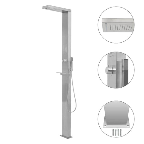 Garden Shower Panel System Stainless Steel Square