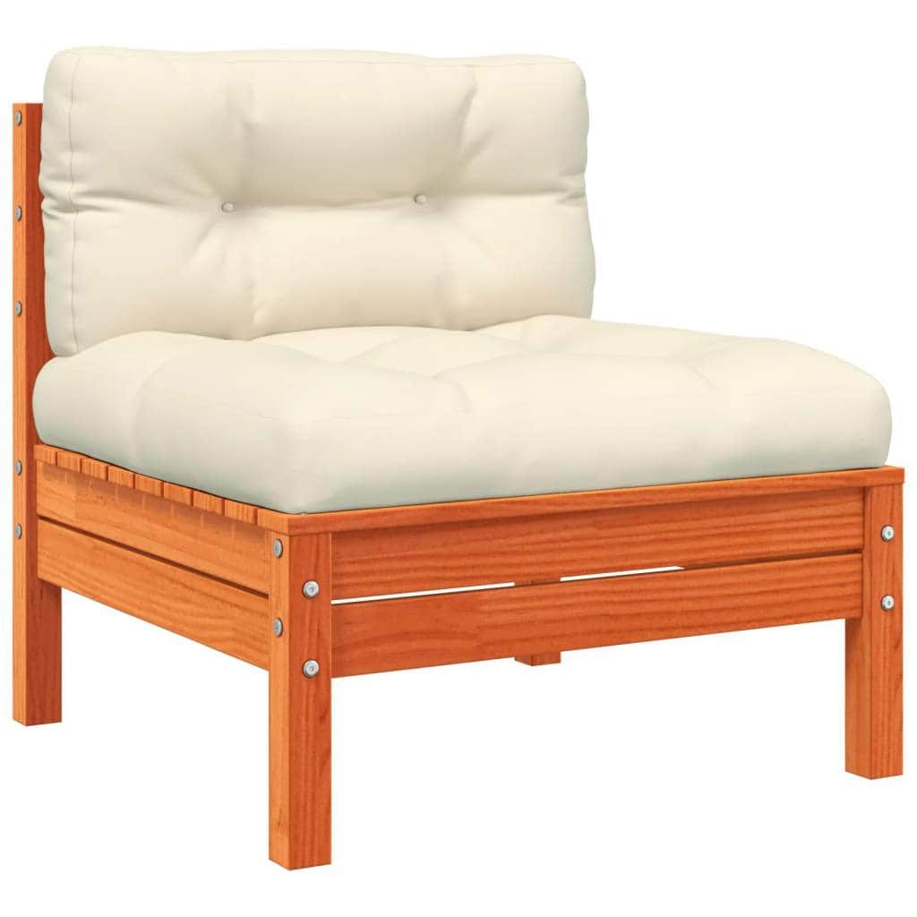 Outdoor Sectional Sofa Units - Garden Sofa Armless with Cushions 2 pcs Wax Brown Solid Wood Pine