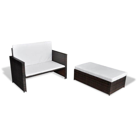 Garden Sofa Poly Rattan Brown