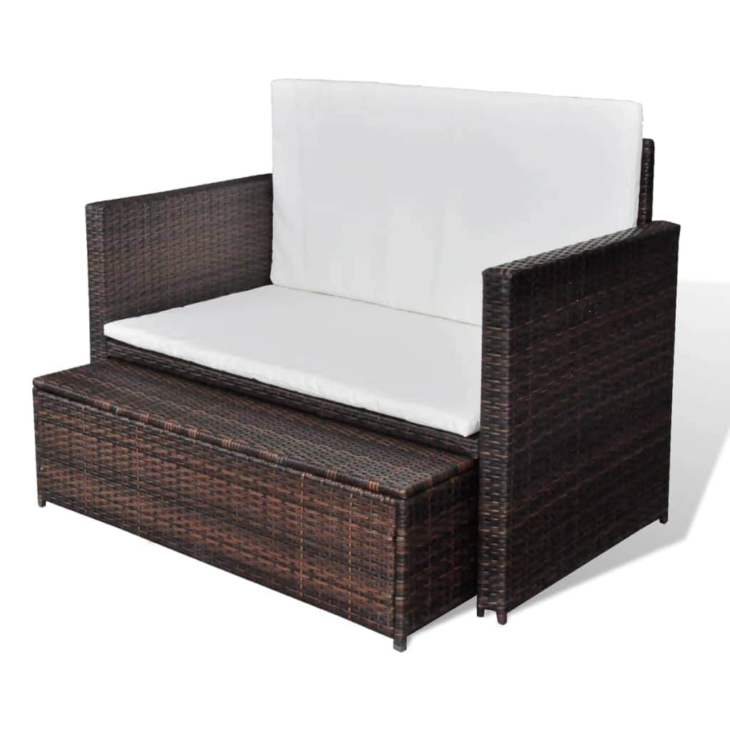 Garden Sofa Poly Rattan Brown - Simple deals