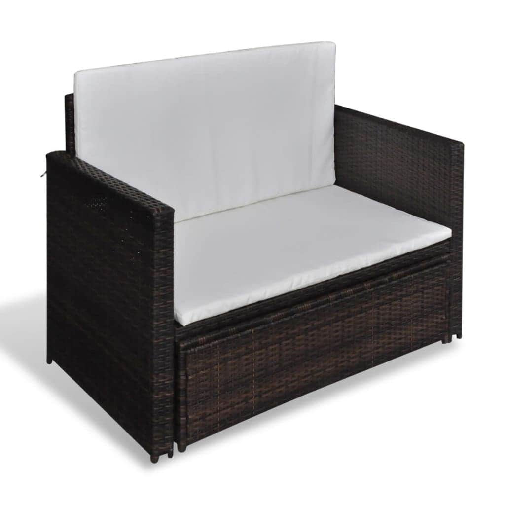 Garden Sofa Poly Rattan Brown - Simple deals
