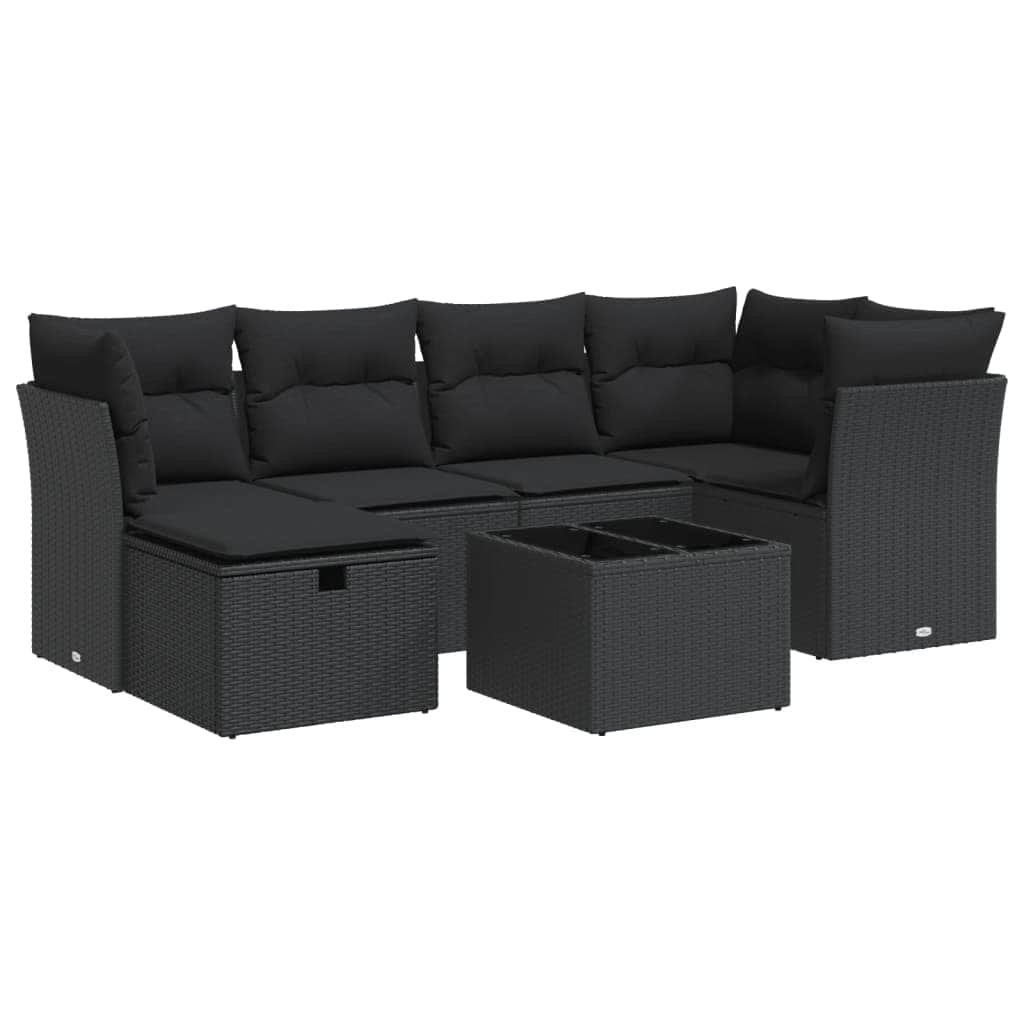 Garden Sofa Set with Cushions 6 Pcs Black Poly Rattan - Stylish