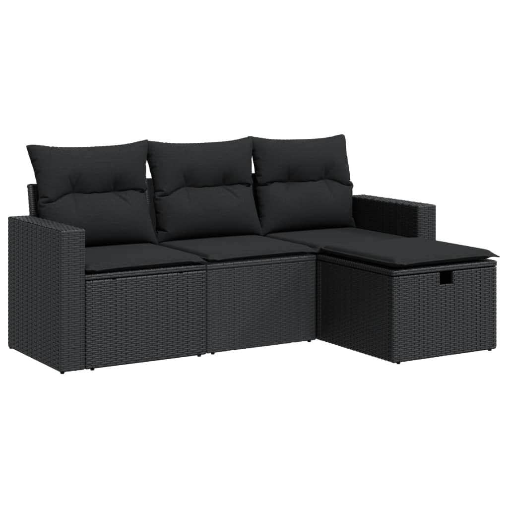 Outdoor Furniture Sets - Garden Sofa Set with Cushions Modular Sofa 4 Piece Grey Poly Rattan