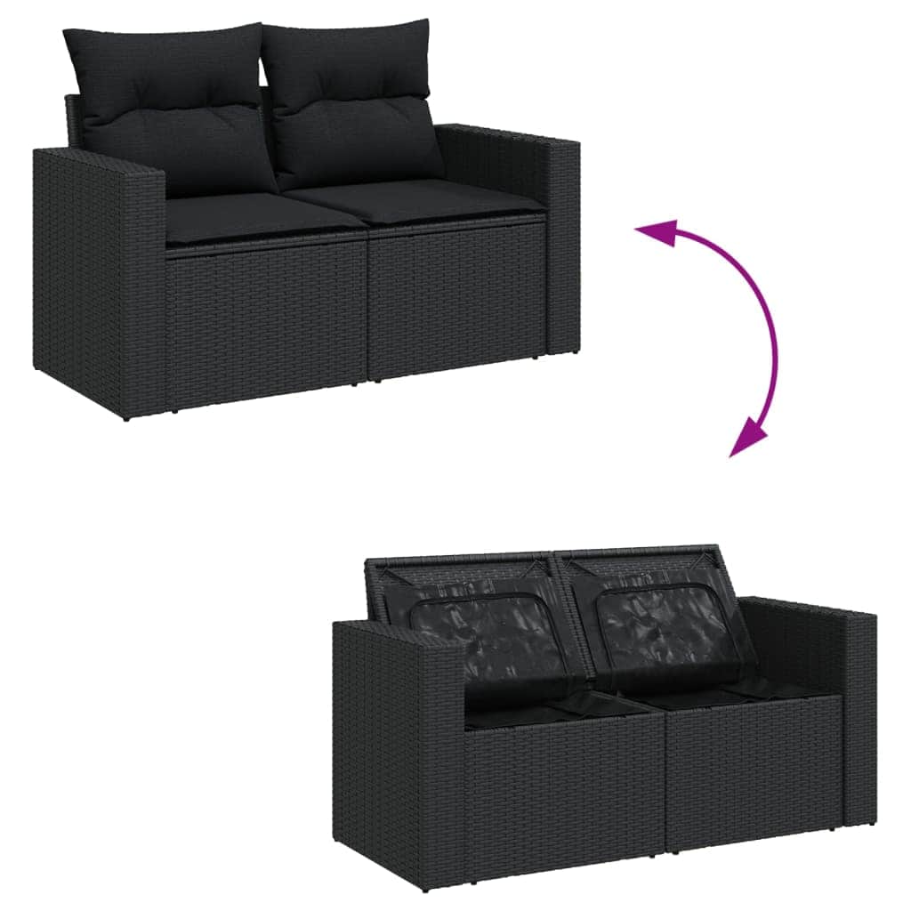 Rattan finish - Garden Sofa Set with Cushions Modular Sofa 4 Piece Grey Poly Rattan