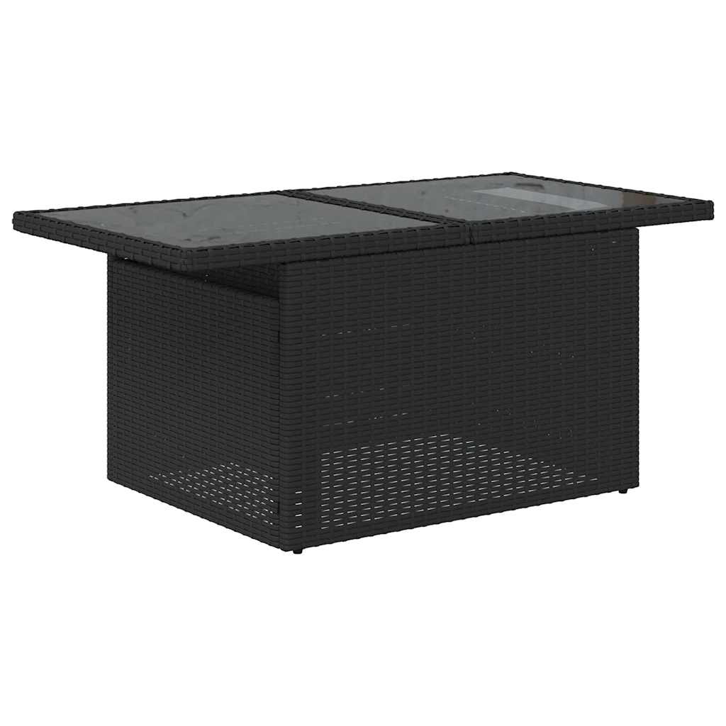 Rattan finish - Garden Sofa Set with Cushions Modular Sofa 5 Piece Black Poly Rattan - Comfort & Style