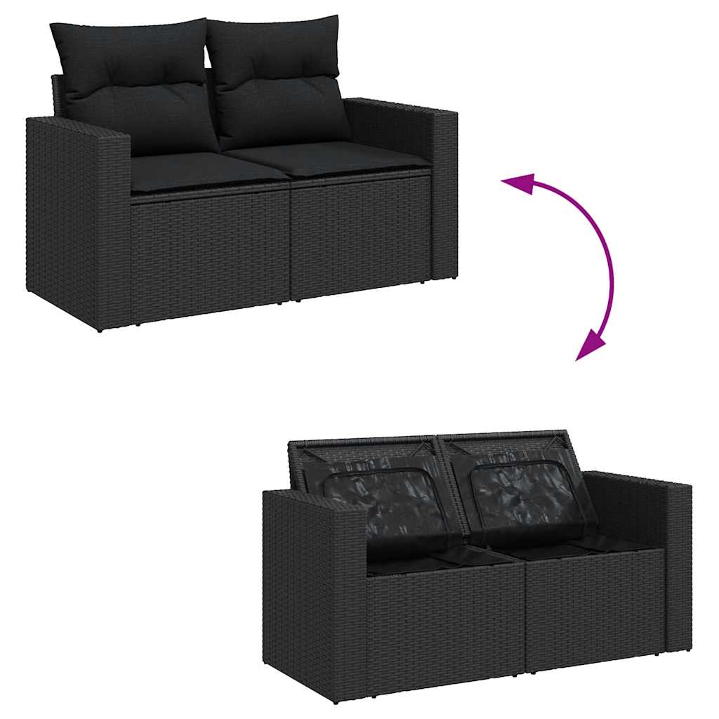Garden Sofa Set with Cushions Modular Sofa 5 Piece Black Poly Rattan - Comfort & Style | Black colour