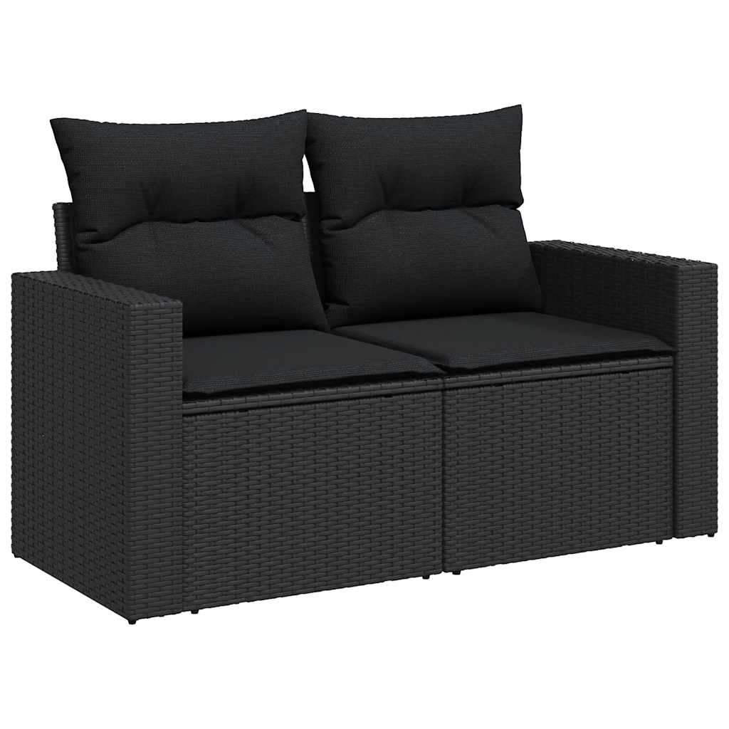 Rattan finish - Garden Sofa Set with Cushions Modular Sofa 5 Piece Black Poly Rattan - Relax in Style